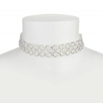 Silver crystal cut out choker